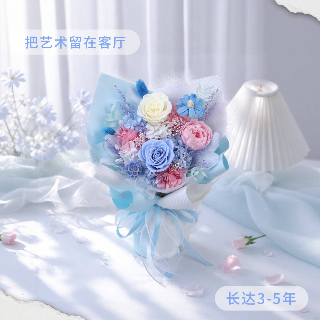 永生花束干花 真花玫瑰跨境亚马逊情人节圣诞节生日礼物永生花束