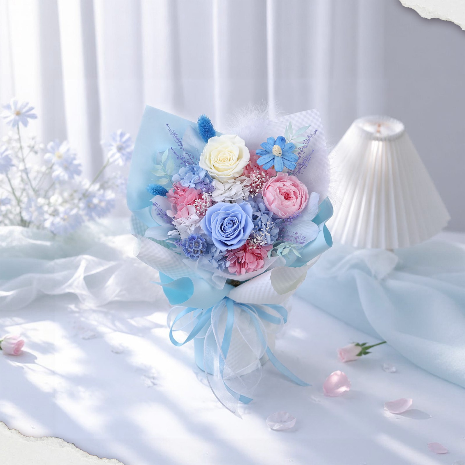 Preserved Flower Bouquets, Dried Flowers, Real Roses—Cross-Border Amazon Gifts for Valentine's Day, Christmas, and Birthdays